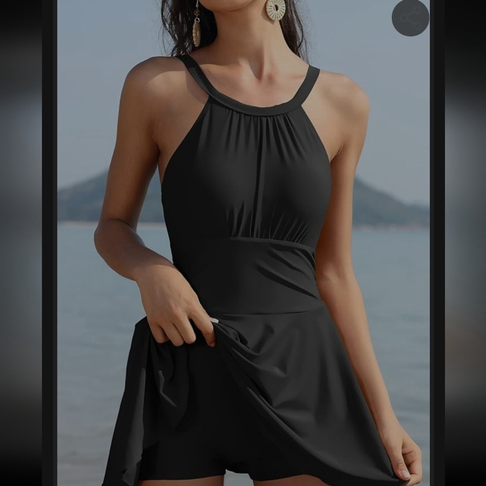 SHEKINI WOMEN'S ONE PIECE BLACK SWIMDRESS MEDIUM SIZE NEW - Picture 8 of 10